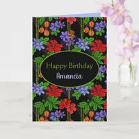 Happy Birthday Jamaican Tropical Jungle Patterned Card