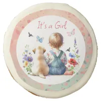 Baby Girl and her Puppy | It's a Girl Watercolor Sugar Cookie