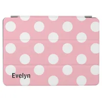 Blush Pink Stylish White Polka Dots Pattern Dotted iPad Air Cover