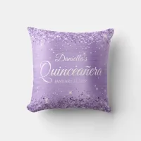 Glittery Lavender Foil Quincea&#241;era Throw Pillow