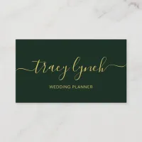 emerald Gold  Handwritten Script Calligraphy Business Card