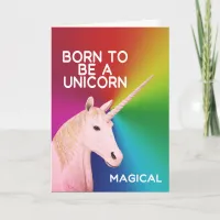 Born to Be a Unicorn Statue Head Magical Rainbow Card