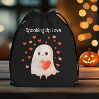 Spooking Up Love Cute Ghost Halloween  Drawstring Bag