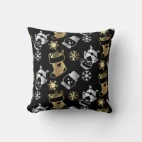 Festive Christmas Faux Gold And Silver Pattern  Throw Pillow