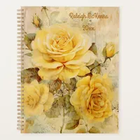 Yellow Roses Junk Journal Style Illustration Planner