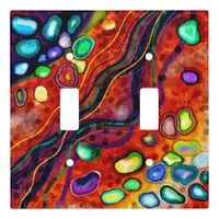 Red, Copper, Yellow, Blue, Green Swirls Modern Art Light Switch Cover