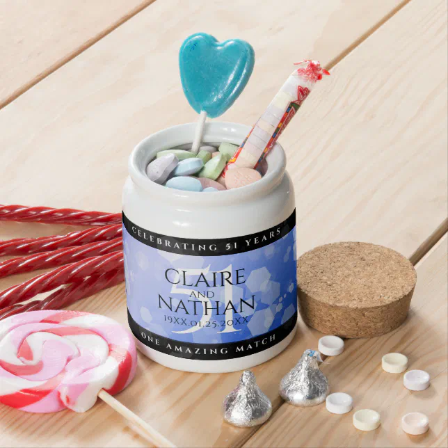 Elegant 51st Sapphire Wedding Anniversary Candy Jar