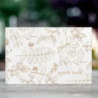 Golden Leaf Pattern Wedding ID655 Guest Book