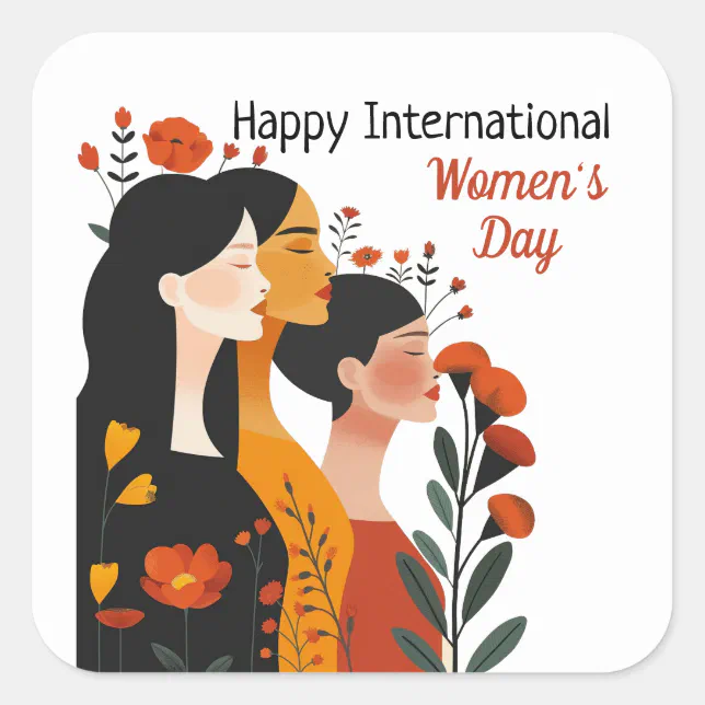 Floral Happy International Women's Day Sticker