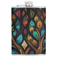 Tree of Life Mosaic Coloured leaves Stained Glass  Flask