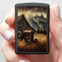 Tractor in the Mountain Field Zippo Lighter