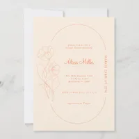 Modern Minimalist Orange Floral Bridal Shower  Invitation