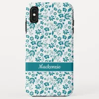 Modern Teal Turquoise Tropical Floral Pattern iPhone XS Max Case