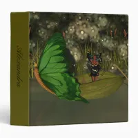 Cute Fairy in Boat with Fireflies 3 Ring Binder