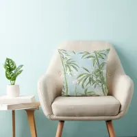 Modern Bamboo Pattern Flower Blue & Green Throw Pillow