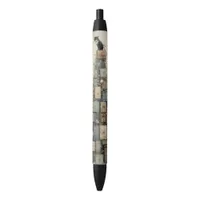 Whimsical Cute Cat on a Pile of Gifts Promotional Black Ink Pen