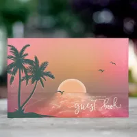 Tropical Isle Sunrise Wedding Pink ID581 Guest Book