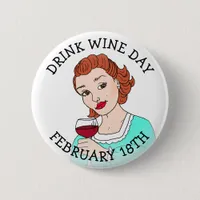 Drink Wine Day February 18th Holidays Button