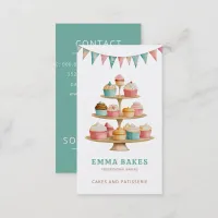 Vintage Retro Cupcake Stand Bakery Pastry Chef Business Card