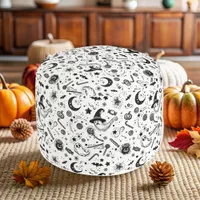 Halloween Magic Black And White Lineart Pouf