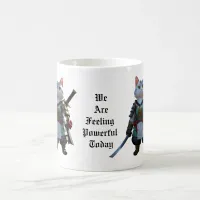 Coffee cup with samurai cat print.