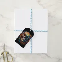 Skull Head with multi-colored Paint Splashes Gift Tags