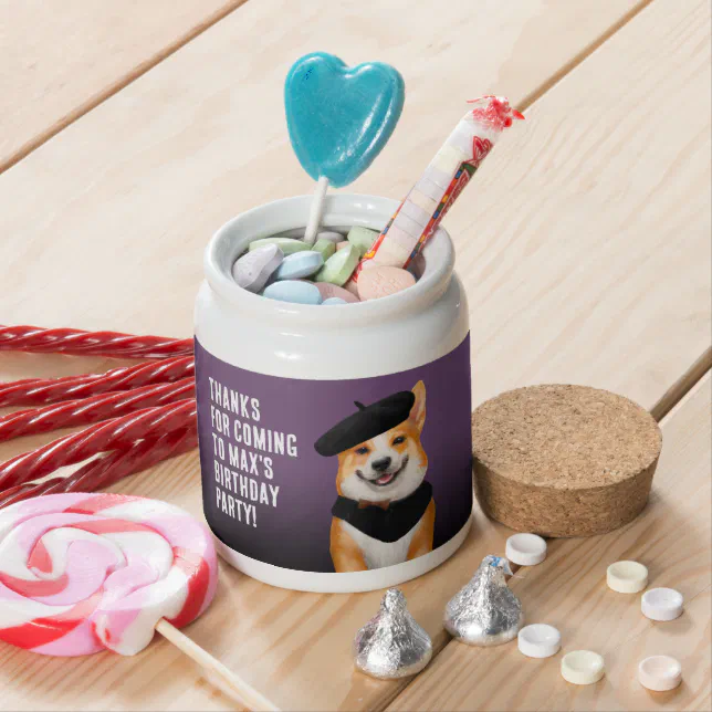 Cute Chic Corgi Dogs Birthday Thank You Candy Jar