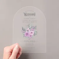 Watercolor Bouquet Wedding Lilac ID654 Acrylic Invitations