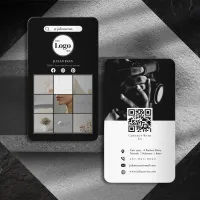 Elegant Black Instagram Photo Collage Social Media Business Card