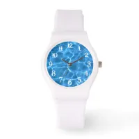 Aqua Blue Swimming Pool Photo White Splash Numbers Watch