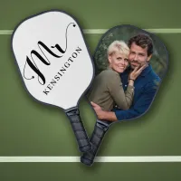 Personalized Mr Newlywed Typography Photo Pickleball Paddle