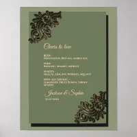 Luxury Modern Sage green & gold classic menu sign