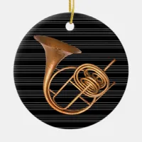 Personalized Vintage Horn Musical Brass Instrument Ceramic Ornament