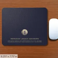 Elegant Blue Leather Luxury Gold Logo Mouse Pad