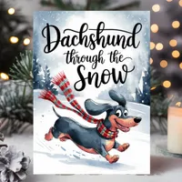 Dachshund Through the Snow Christmas Holiday Card