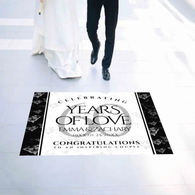 Elegant 60th Diamond Wedding Anniversary Floor Decals