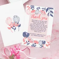 Thank You Pink Blue Flowers Botanical Baby Shower