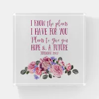 Girly Christian Bible Verse Watercolor Floral Paperweight