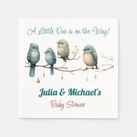 Whimsical Birds on Branches  Pastel Baby Shower Napkins