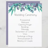 Lavender & Bright Green Botanical Wedding Program