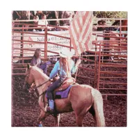 Palomino Rodeo American Flag Horse Tile