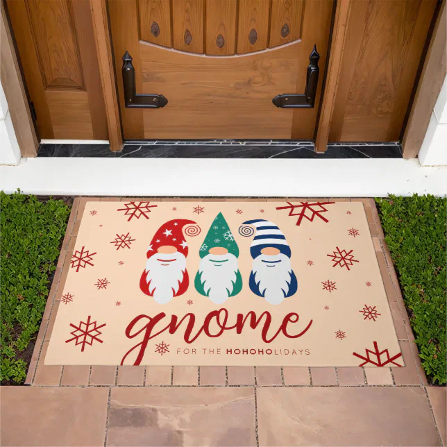 Hygge Christmas Gnome for the Holidays Snowflakes Doormat