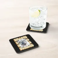 English Bulldog with Retro Font Beverage Coaster