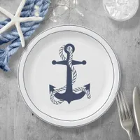 Blue Wave Anchor Navy/Wht ID836 Paper Plates