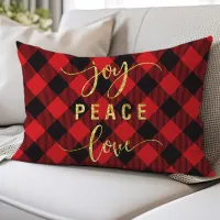 Buffalo Plaid Joy Peace Love Lumbar Pillow