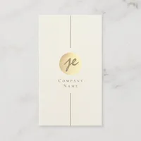 Modern Creamy White & Gold Luxe Script Monogram Business Card