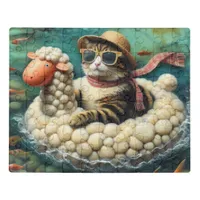 Adorable Cat With on Sheep Floatie Jigsaw Puzzle