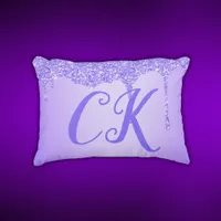 Initials Monogram with Purple Glitter | Accent Pillow