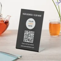 QR Code Logo Website Black Pedestal Sign