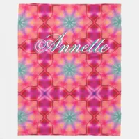 Monogram Name Colorful Blue Star Pattern | Fleece Blanket